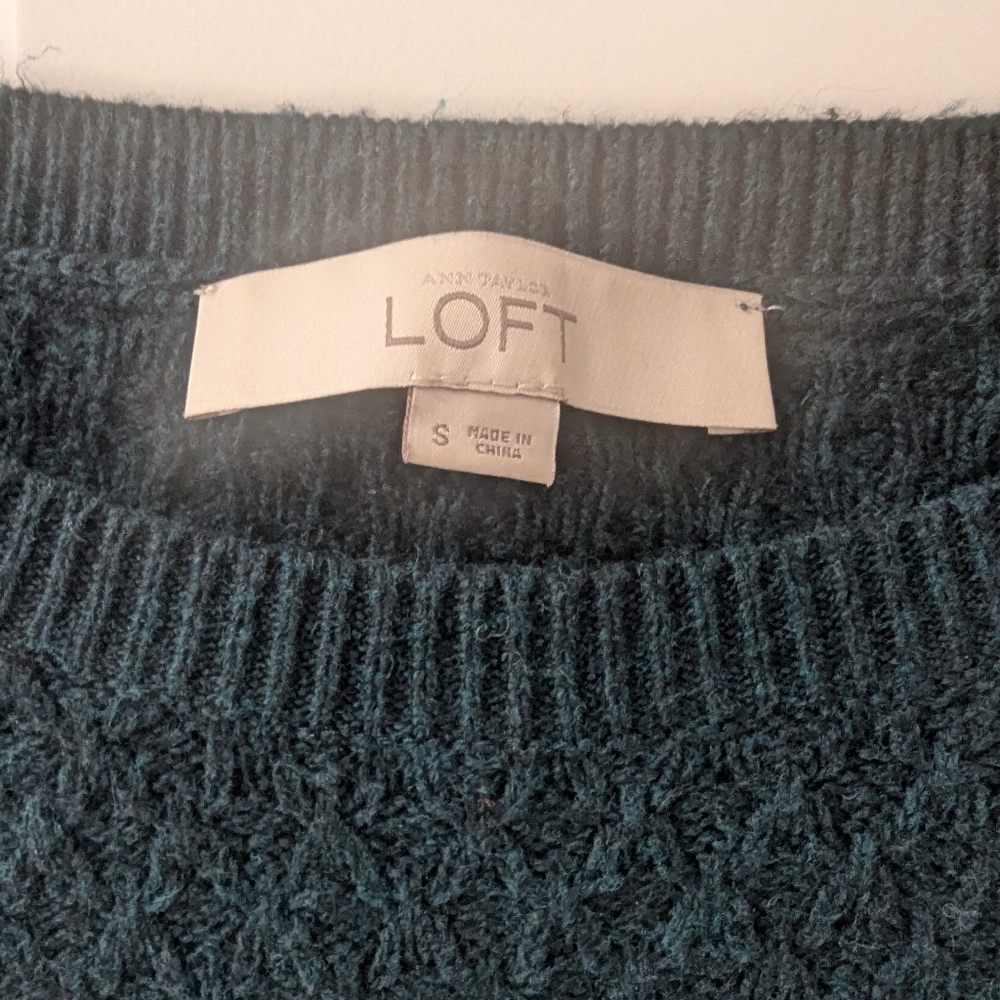 Loft Women's Cable Knit Sweater Dress, Dark Green, Size Small - Picture 3 of 7